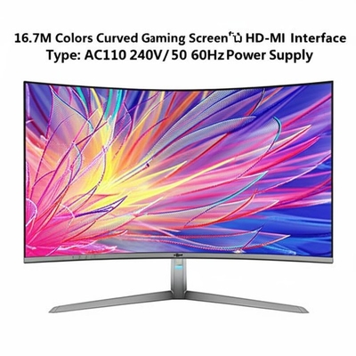 16.7M Kolorowy skrzywiony ekran do gier z typem interfejsu HD-MI i zasilaczem AC110 240V/50 60Hz